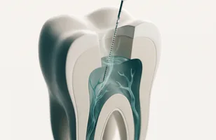Esquema de un conducto radicular en tratamiento